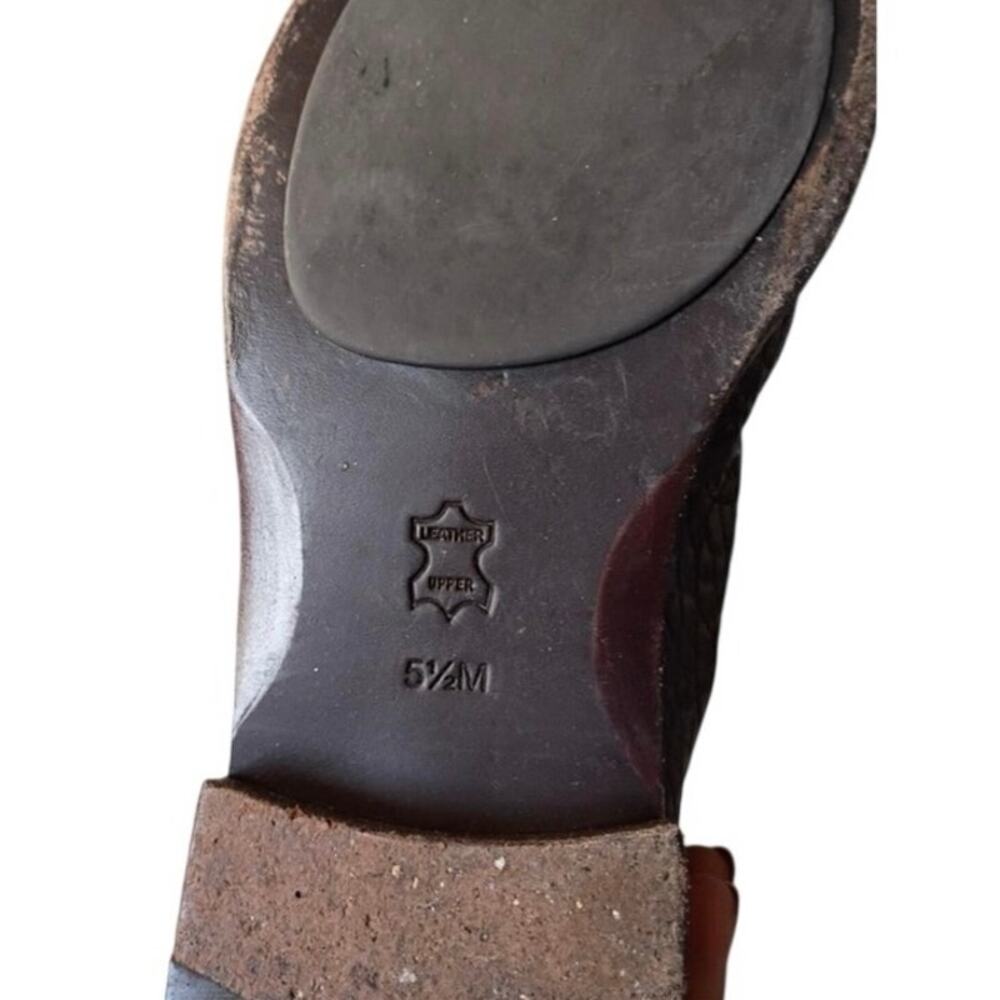 Tory Burch "Corey" mid-calf boots brown suede and croc-embossed textured leather - Picture 6 of 7